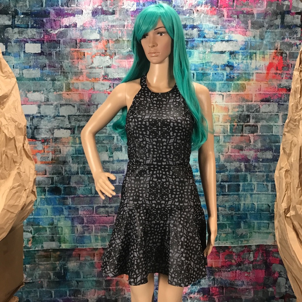 PARKER Leona Laser Cut Faux Leather Flounce Dress!